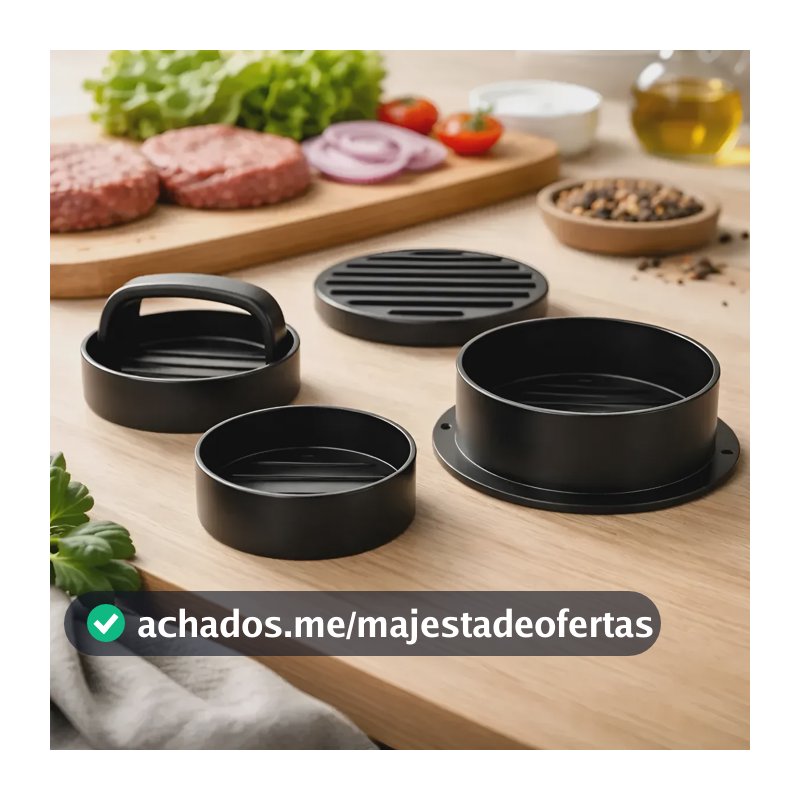 Molde Forma Para Fazer Hambúrguer Grande Pequeno E Recheado Preto