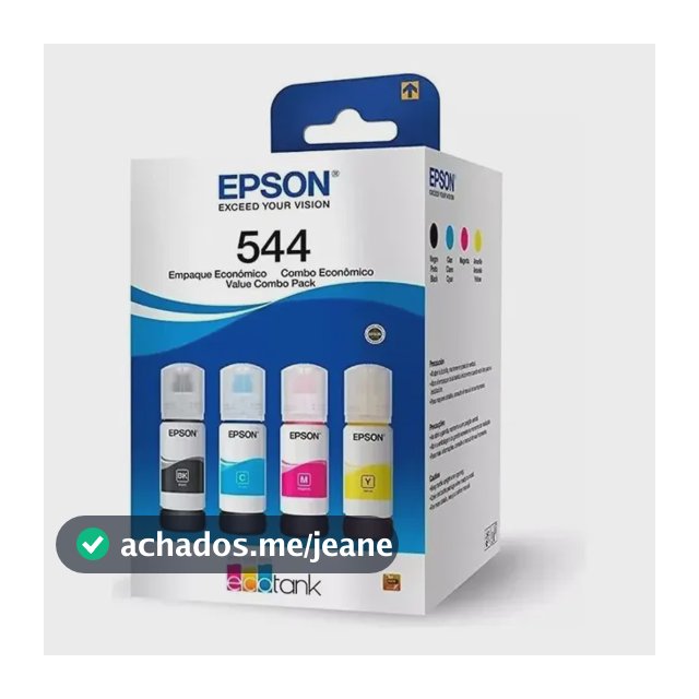 Kit TINTA 4 Cores Epson 544 ECOTANK Preto Amarelo Ciano Magenta