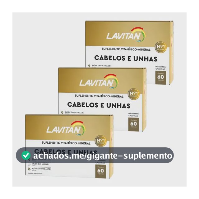 Suplemento em cápsula Cimed Alimentar polivitamínico mineral Lavitan Mais Hair Sem sabor 3 kits de 60 un