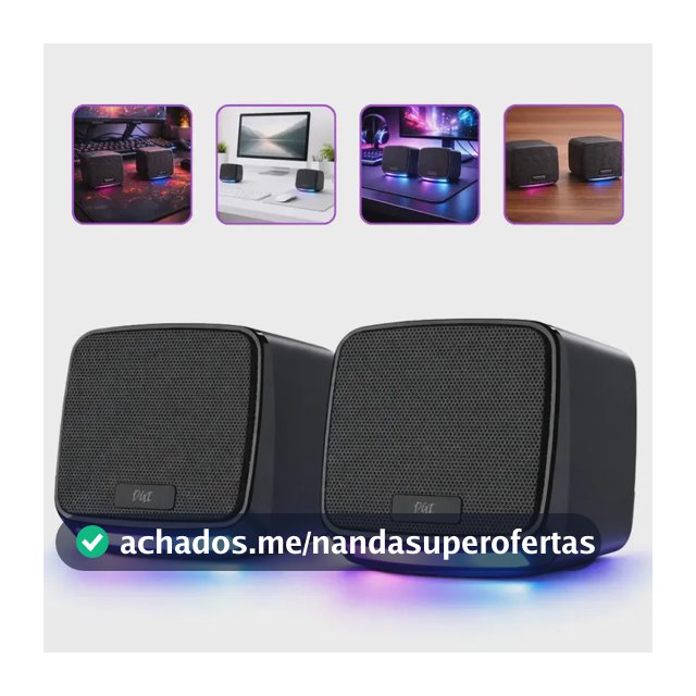 Caixa Caixinha De Som 10w Led Rgb Para Computador Gamer Pc Notebook Projetor Potente Subwoofer Portátil Alta Qualidade Usb P2 Cor Preto Digital Informática