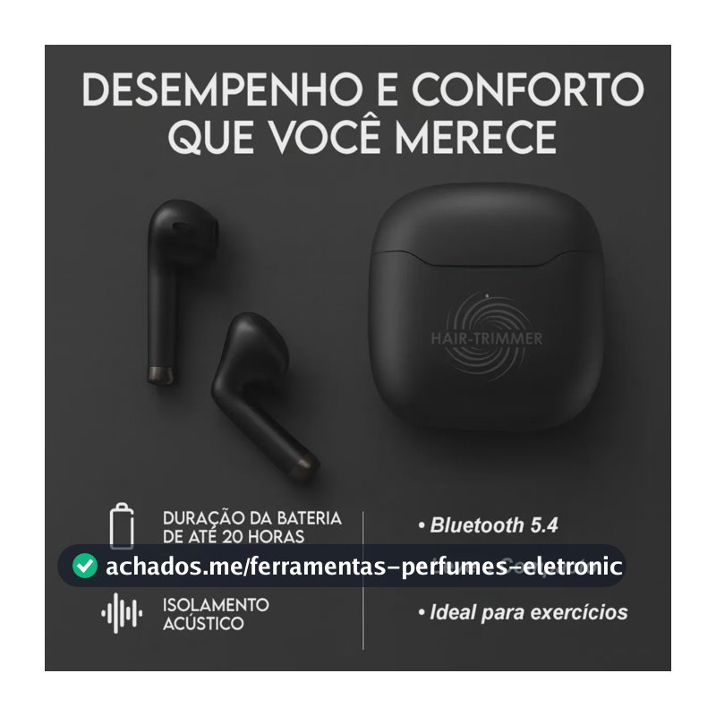 Fone De Ouvido Sem Fio Tws Bluetooth 5.1 Cancelamento Cvc Chamadas Hd Modo Jogo Baixa Latência Bateria Longa Estojo Magnético Controle Touch Som Premium Versão Avançada Cor Preto HAIR TRIMMER