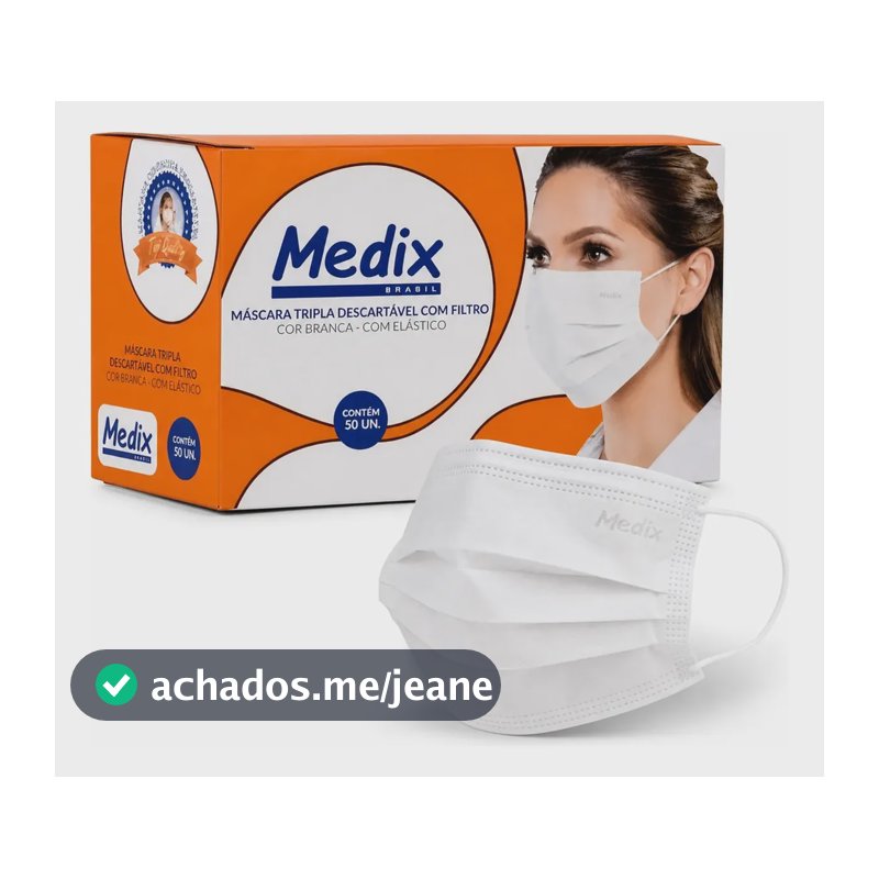 Máscara Descartável Elástico 50 Unidades Polipropileno Medix