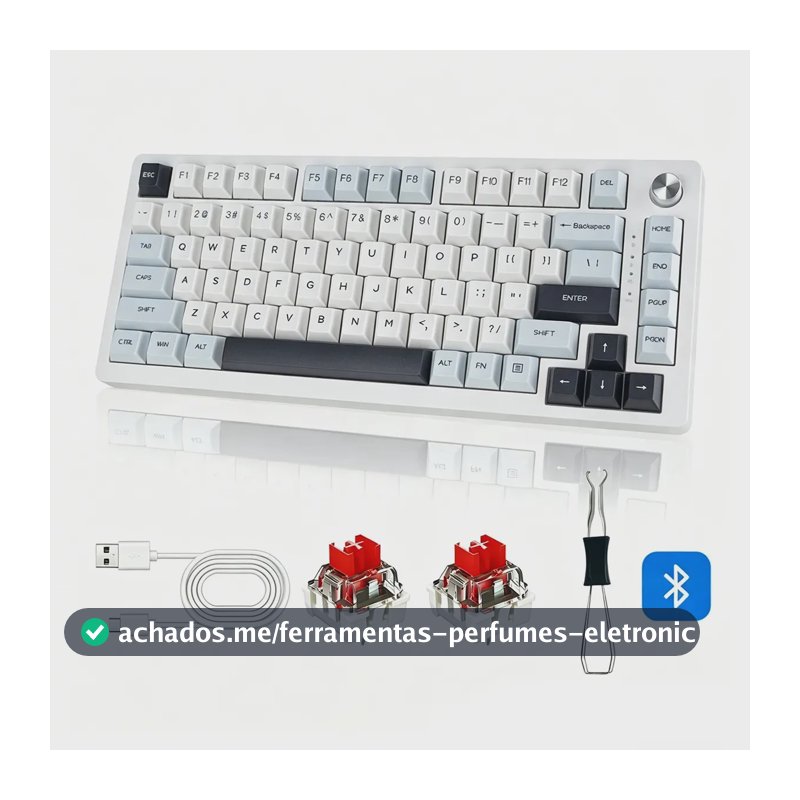 Teclado Gamer Mk32 75% 2.4ghz/usb-c/bt5.0, Inglês Us Branco