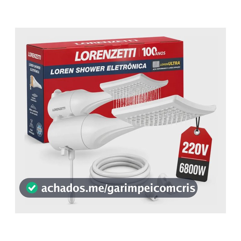 Chuveiro Ducha Lorenzetti Loren Shower Eletrônico Branco 6800w 220V