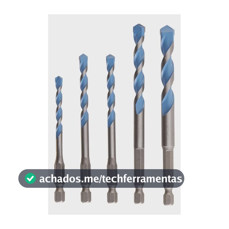 Jogo De Brocas Aço Multiconstrução Dexter Fura Gesso Madeira Metal Tijolos Blocos Concreto Rápido 5 Peças Diâmetros