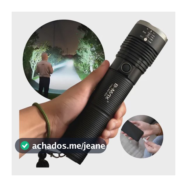 Lanterna Led Tática Mais Forte Do Mundo 2km Militar Potente Branca Preto