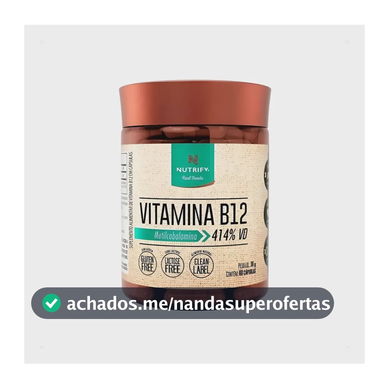 Vitamina B12 Metilcobalamina 414% 60caps Nutrify Original Nf Sem Sabor