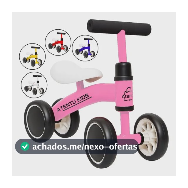 Bicicleta Infantil De Equilíbrio Sem Pedal Andador 4 Rodas Cor Rosa