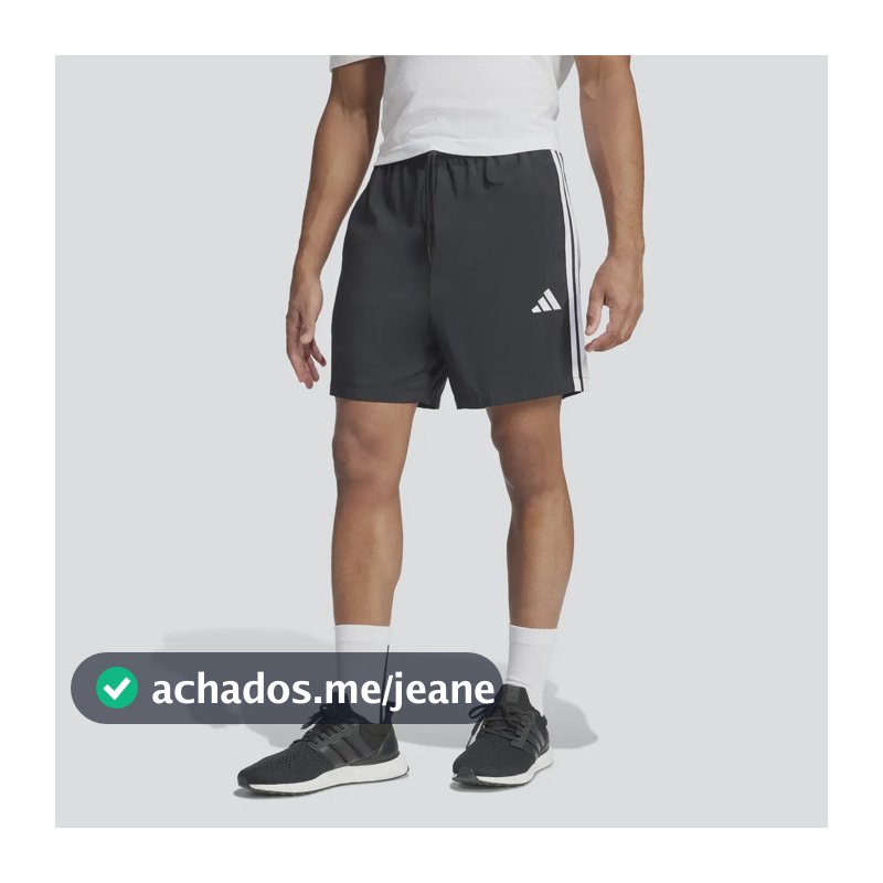 Short Masculino Casual Essential 3 Listras Chelsea adidas Black / White Liso M