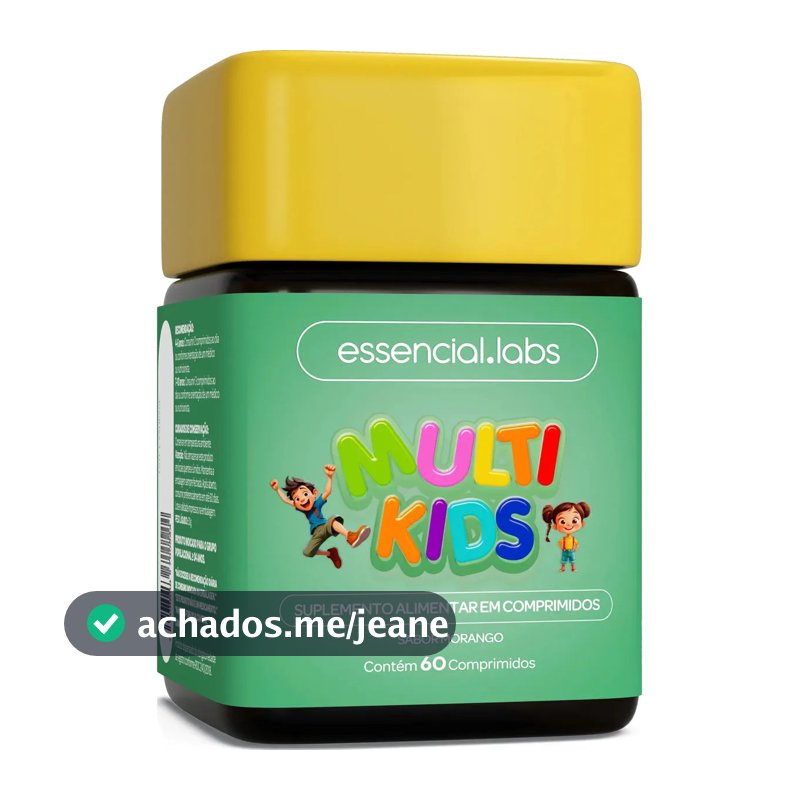 MULTIVITAMÍNICO de A a Zinco KIDS / INFANTIL Sabor Morango - Fórmula Exclusiva com Máxima Concentração e Pureza - 60 Comprimidos Mastigáveis