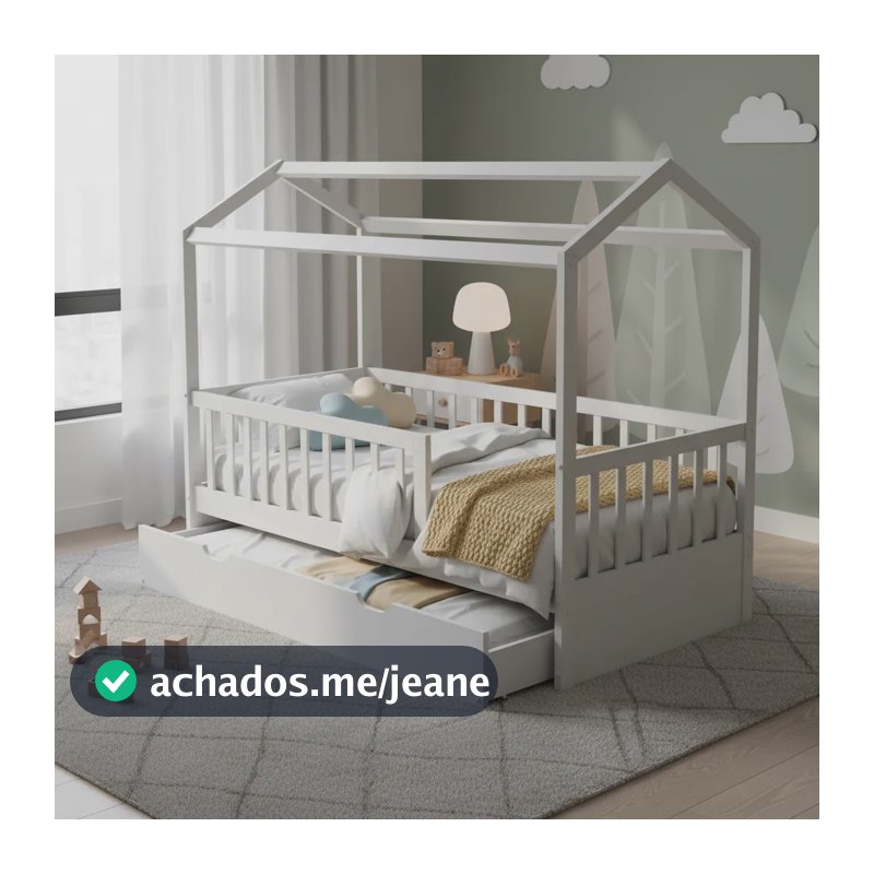 Cama Montessoriana Casinha Solteiro  C/ Auxiliar  Cama Montessoriano Solteiro C/ Aux. Branco