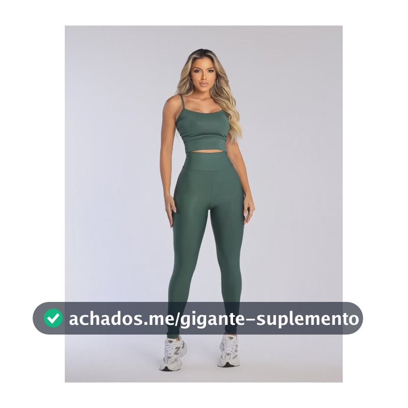 Legging E Top Fitness Zero Transparência Compressão Verde Militar M