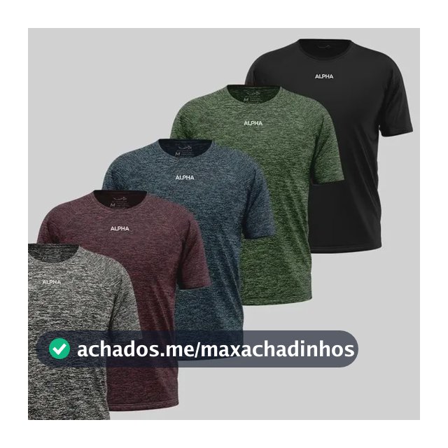 Kit 5 Camisetas Dry Essential Alpha Masculina