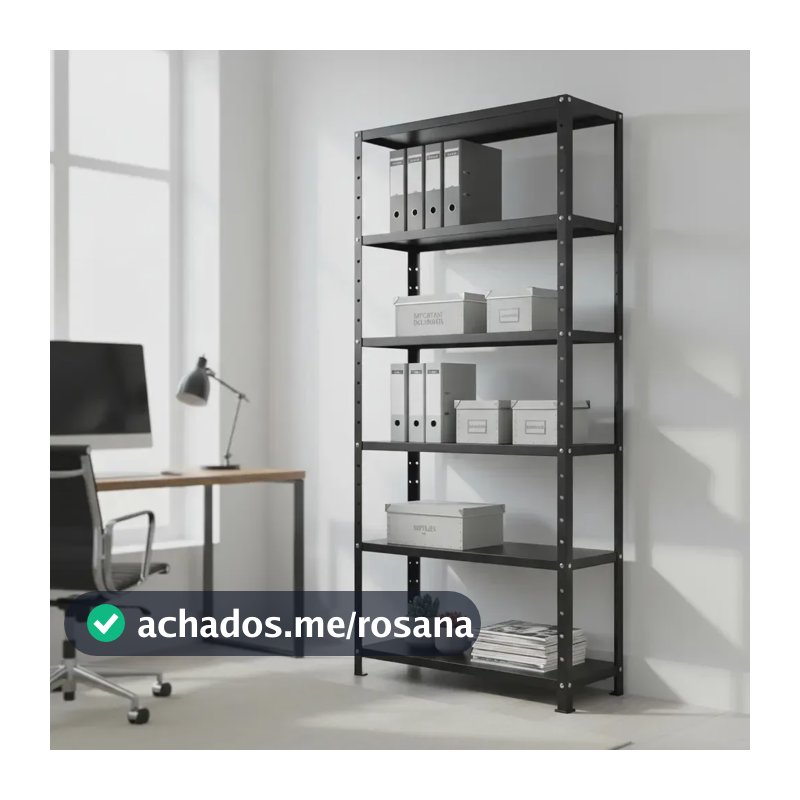 Estante Armario De Aço 6 Bandejas Suporta 120kg Prateleira de aço Prateleira - Armario Para Escritorio 198x90x28 Preta