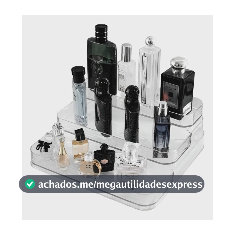 Expositor De Perfumes Cosméticos 3 Andares Porta Maquiagem Transparente
