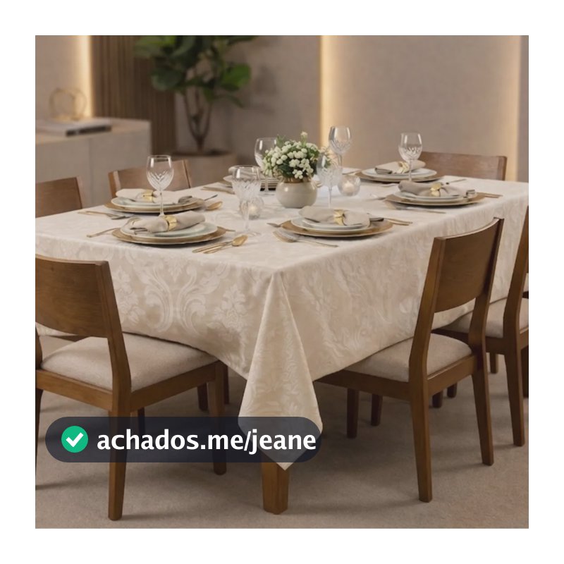 Toalha De Mesa Jacquard 6 Lugares 2x1,40m Liso Retangular Palha Liso