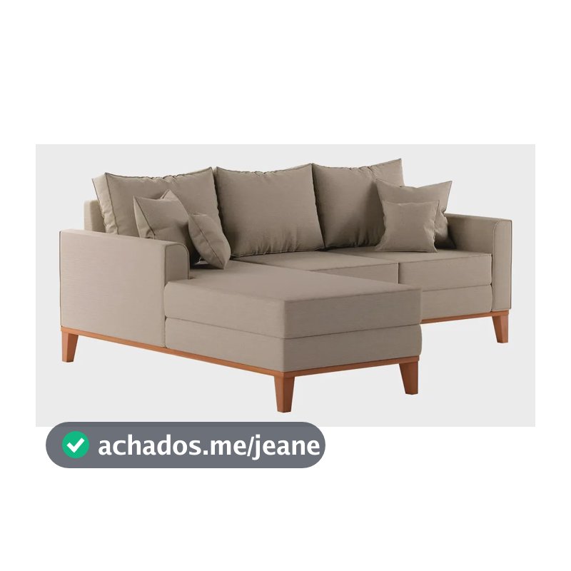 Sofá 3 Lugares Beny Com Chaise Esquerdo Linho Bege Bege