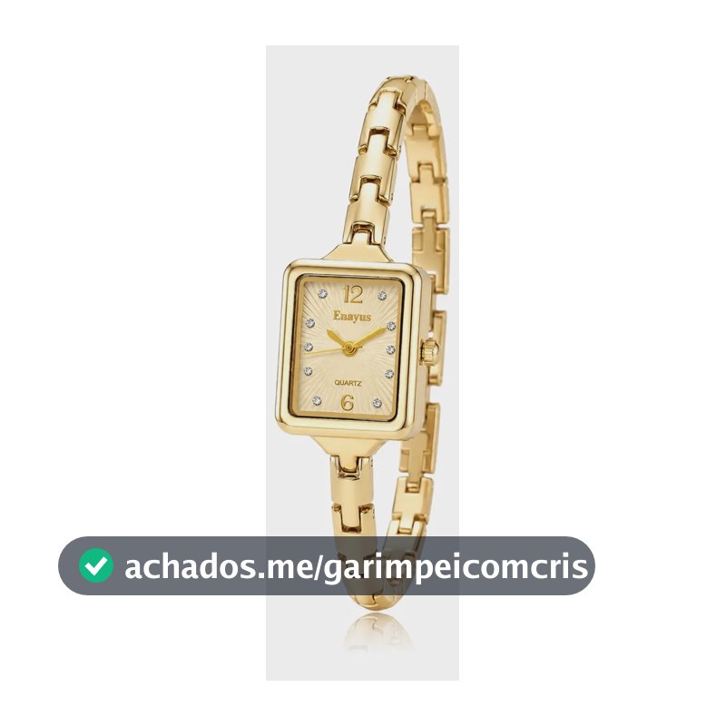 Relógio Feminino Quadradinho Pulseira Em Aço Fina Original Dourado