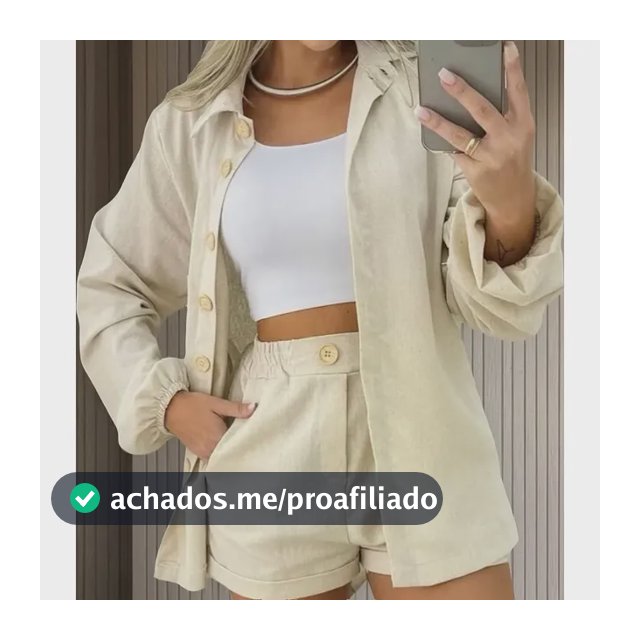 Conjunto Linho Feminino Camisa E Short Linha Premium