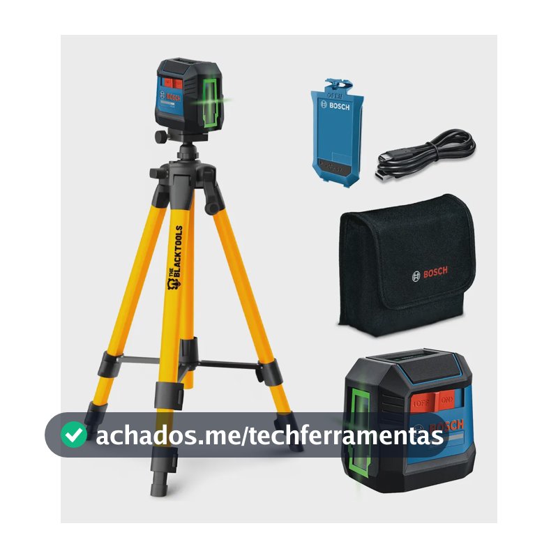 Kit Bosch Nível A Laser Verde Esquadro + Tripé Nível Laser