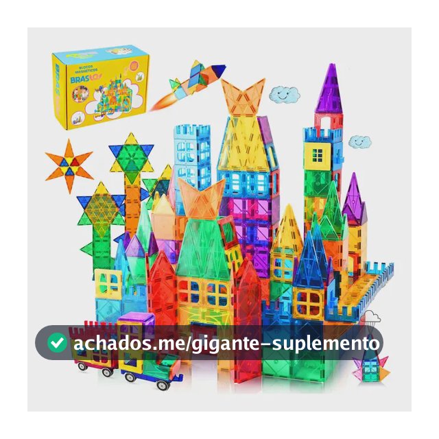 Brastoy Blocos Magnéticos Brinquedo Educativo Educação Infantil 65 Pecas Construção Empilhamento Jogo