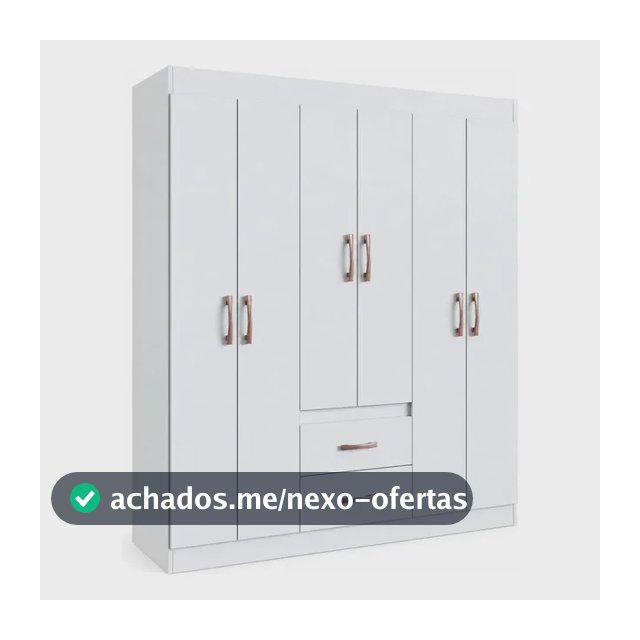 Guarda Roupa Solteiro 6 Portas 2 Gavetas Sidney Doripel Cor Branco