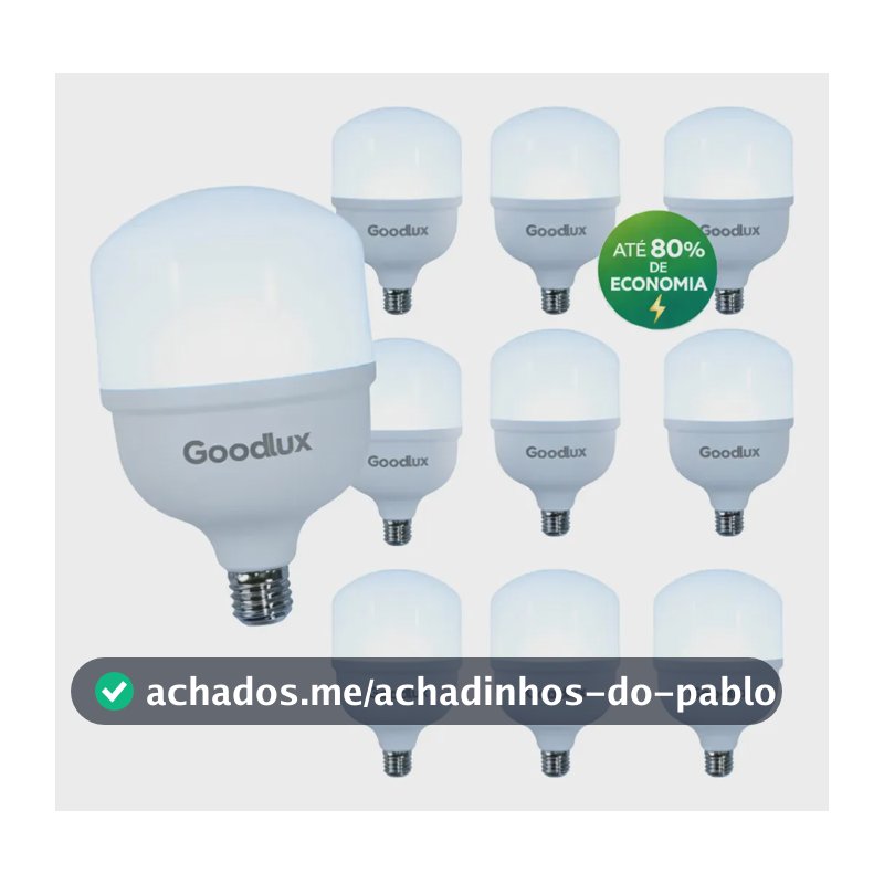 Kit 10 Lampadas Led 20w Bulbo 6500k Luz Branca Luz Branco Frio 127/220v Goodlux