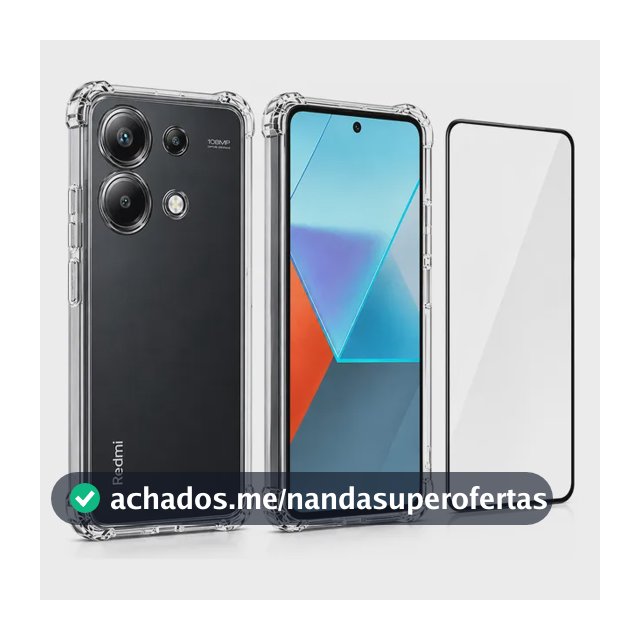 Kit Capa Capinha Para Xiaomi Redmi Note 13 4g + Pelicula Transparente