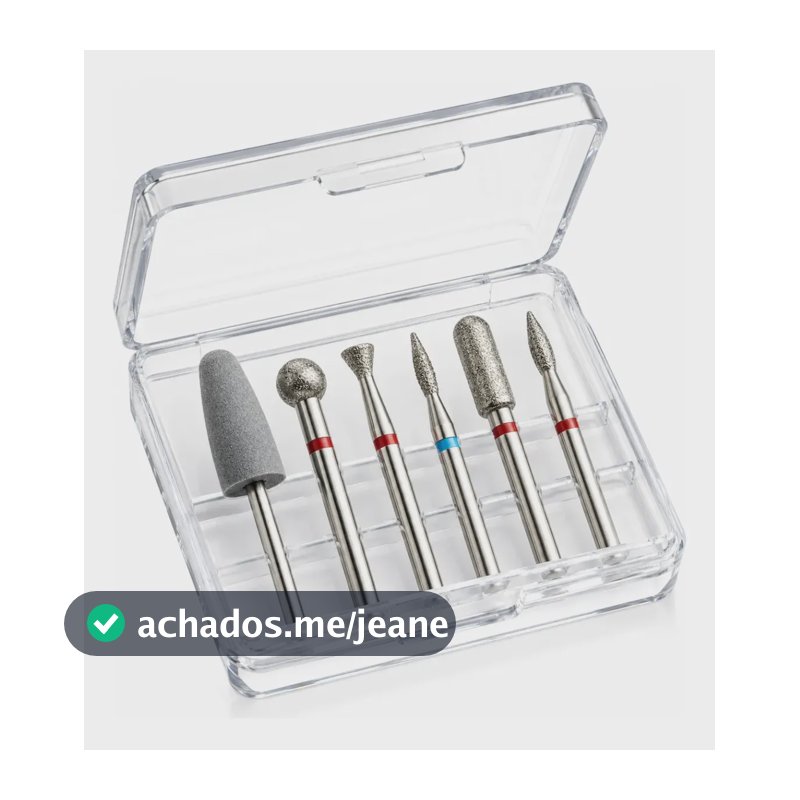 Kit 6 Brocas Fresa Diamantada Manicure Cutilagem Russa 3/32 Aluminio Bivolt