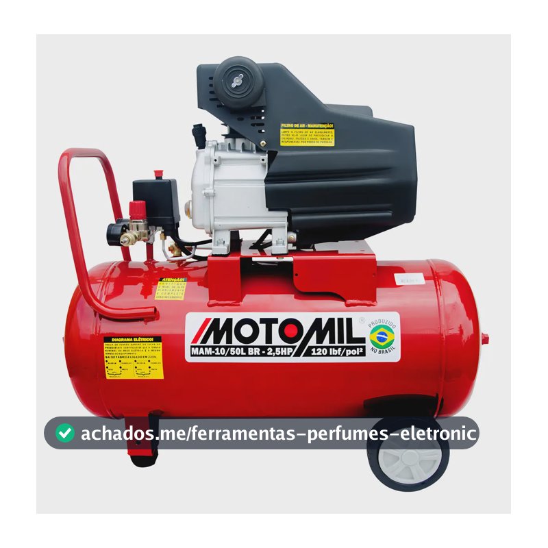 Compressor Elétrico Portátil Motomil MAM-10/50LBR 50L 2.5hp Monofásico