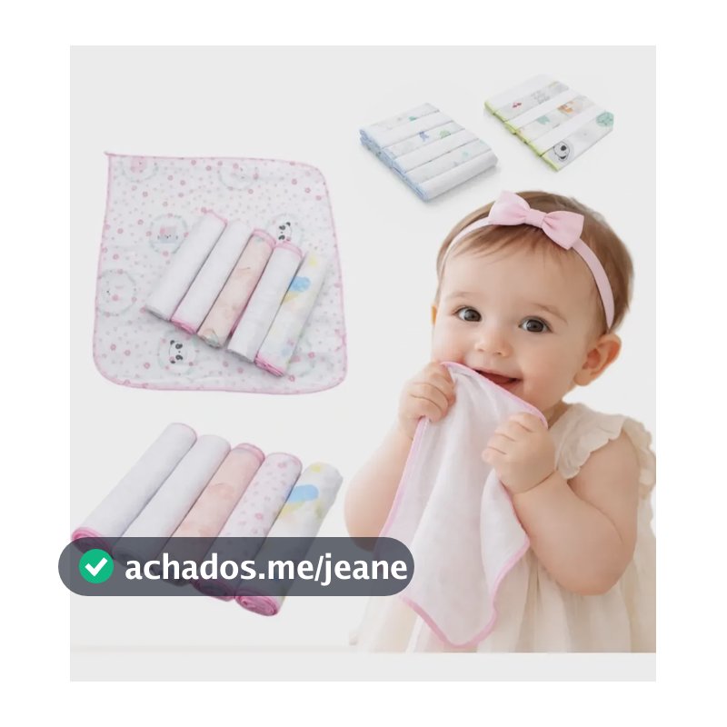 Kit 6 Babete Paninho Fralda De Boca Bebe 100% Algodão 30x30 Rosa