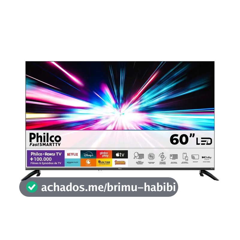 Smart TV Philco 60" P60VIK 4K UHD LED Roku Dolby Audio Wi-Fi HDR10