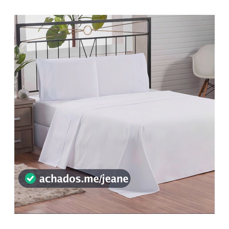 Kit 5 Lençóis Casal Percal 180 Fios Sem Elástico Branco Prince Enxovais