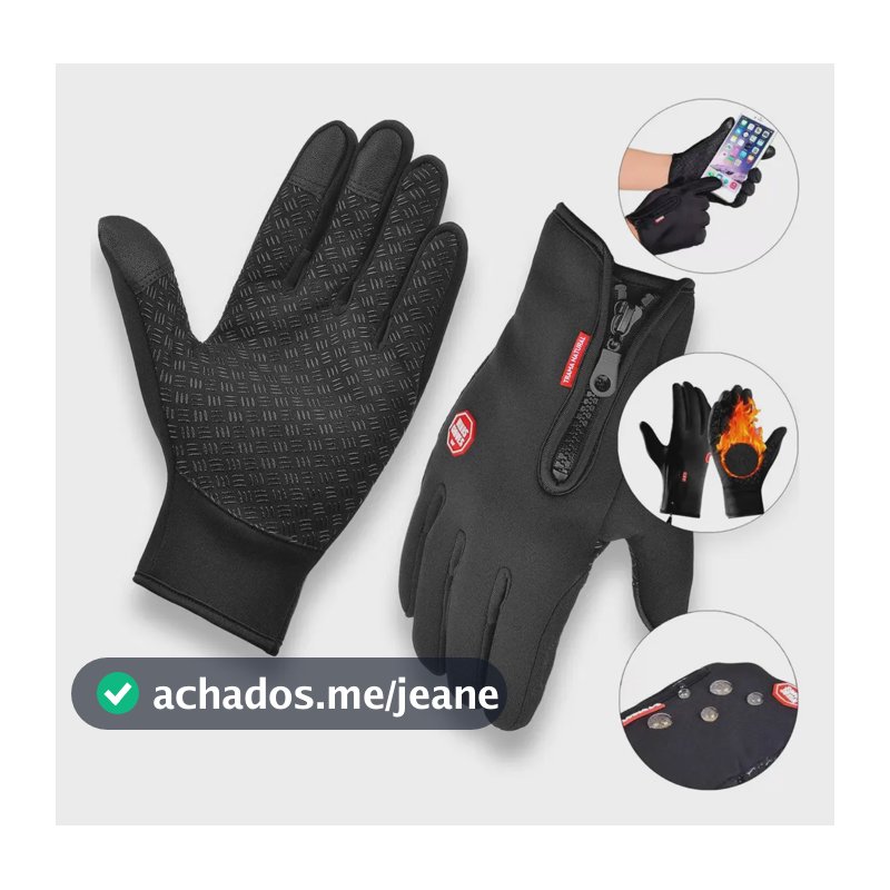 Par Luva Motoqueiro Térmica E Impermeável Com Touch Screen Cor Preto Tamanho Único