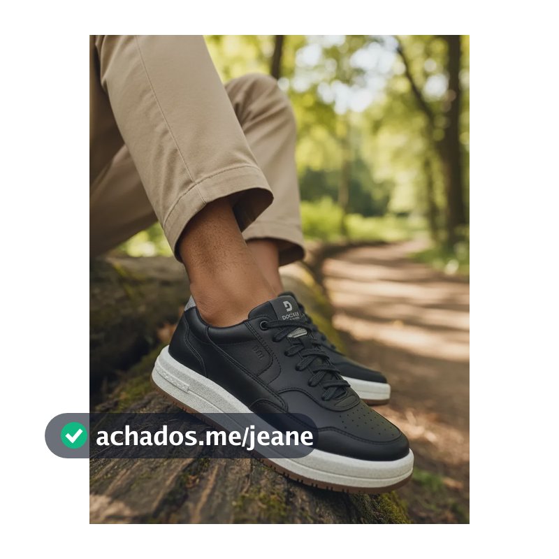 Tênis Masculino Couro Casual Democrata Denim Drake Pulse Preto 41