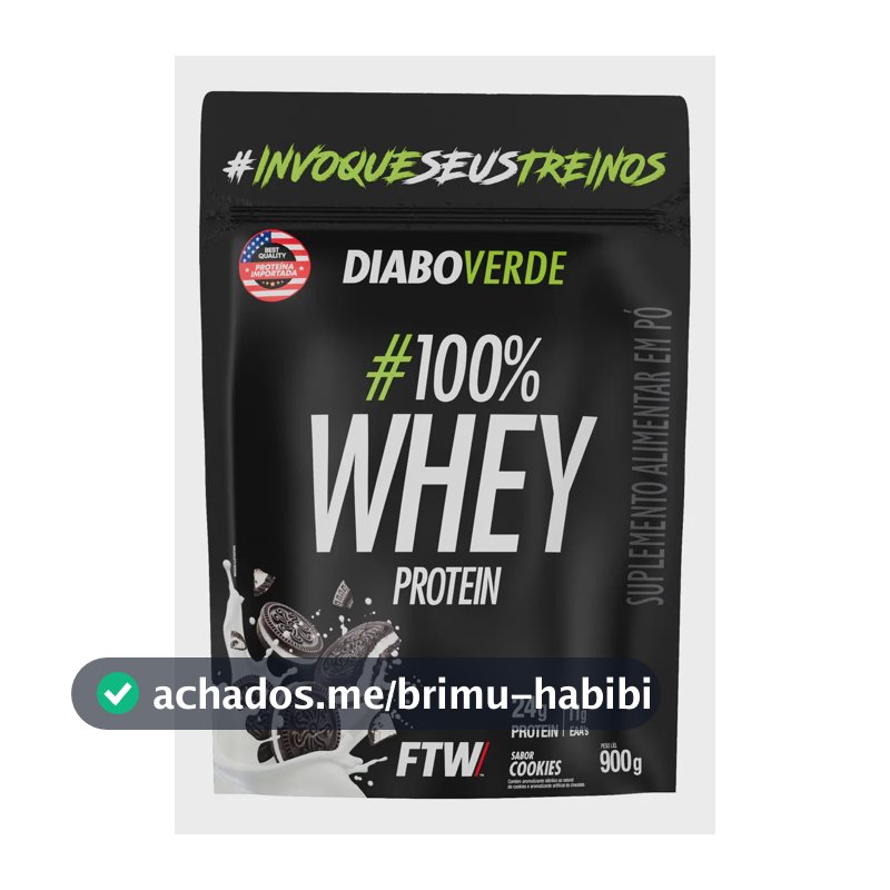 100% Whey Protein 900g Sabor Cookies Diabo Verde - Ftw