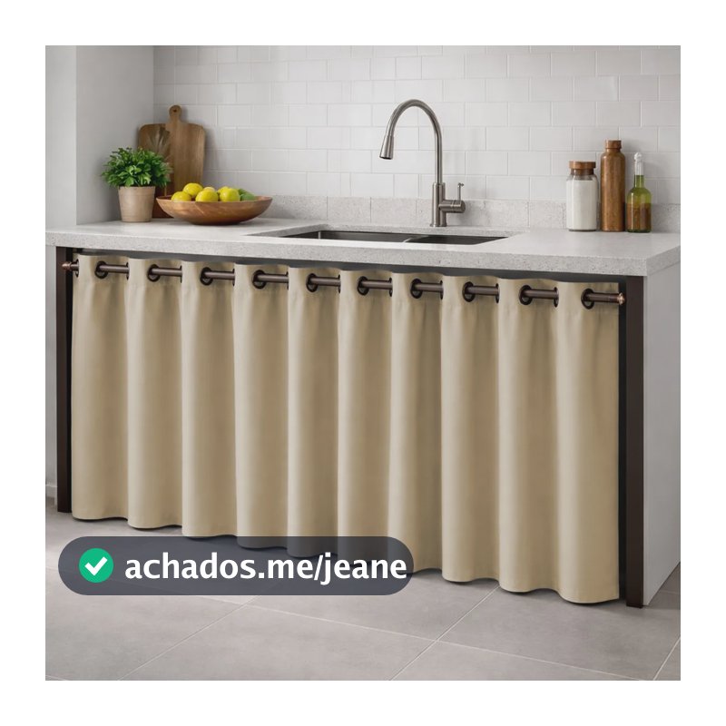 Cortina Blecaute De Pia 2,80m X 0,70m Cozinha Impermeável Avelã