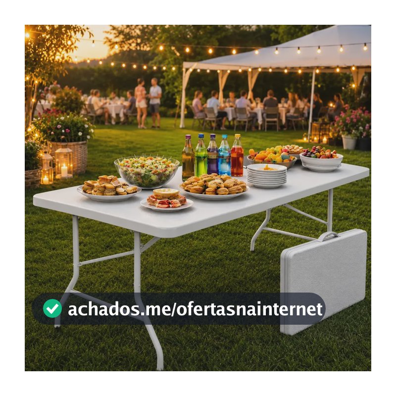 Mesa Dobrável Knakasaki Aço E Polietileno 180cm Branco