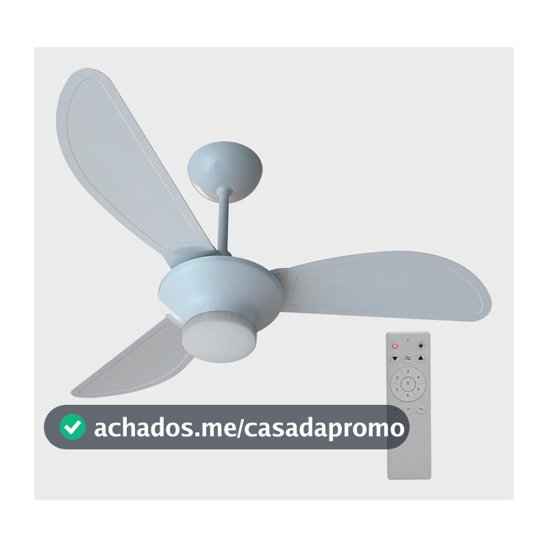 Ventilador De Teto Inverter Mistral Led 3 Pás Com Controle Remoto Ventisol Branco