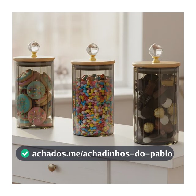 Kit Potes Vidro Tampa Bambu Hermético Fumê Black 750ml 3 Unidades