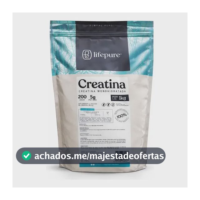 Creatina Monohidratada Em Pó Lifepure 1kg Sem Sabor Sem Sabor
