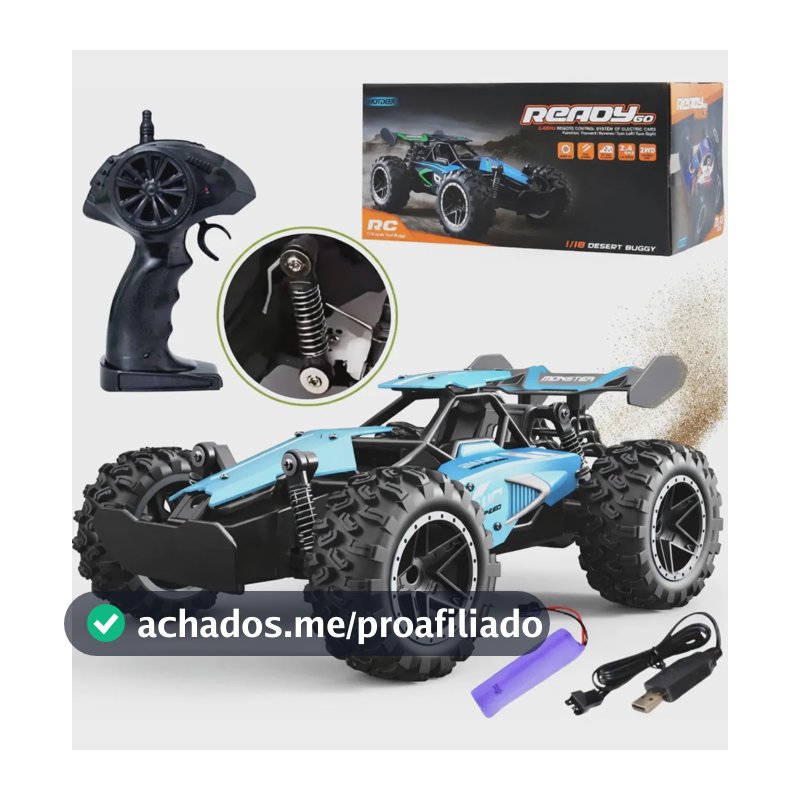 Carrinho Controle Remoto Recarregável Grande Off Road Cross Azul