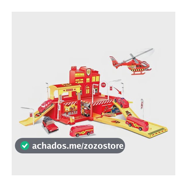 Pista de Carrinhos Infantil Bombeiro com 5 Veículos e Acessórios Maxi Toys