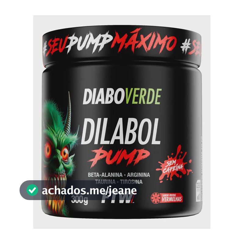 Pré Treino Pre Workout Dilabol Pump Pote 300g Sabor Frutas Vermelhas Diabo Verde - FTW