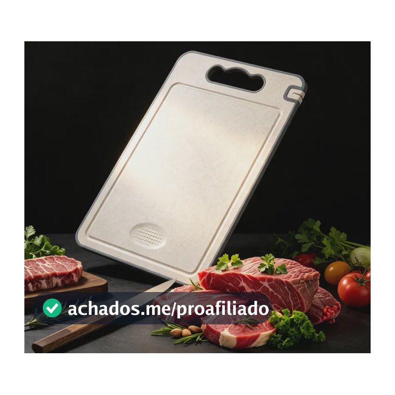 Tabua De Corte Para Cortar Dupla Face Inox Pp C Afiador Base Dupla Face Cinza