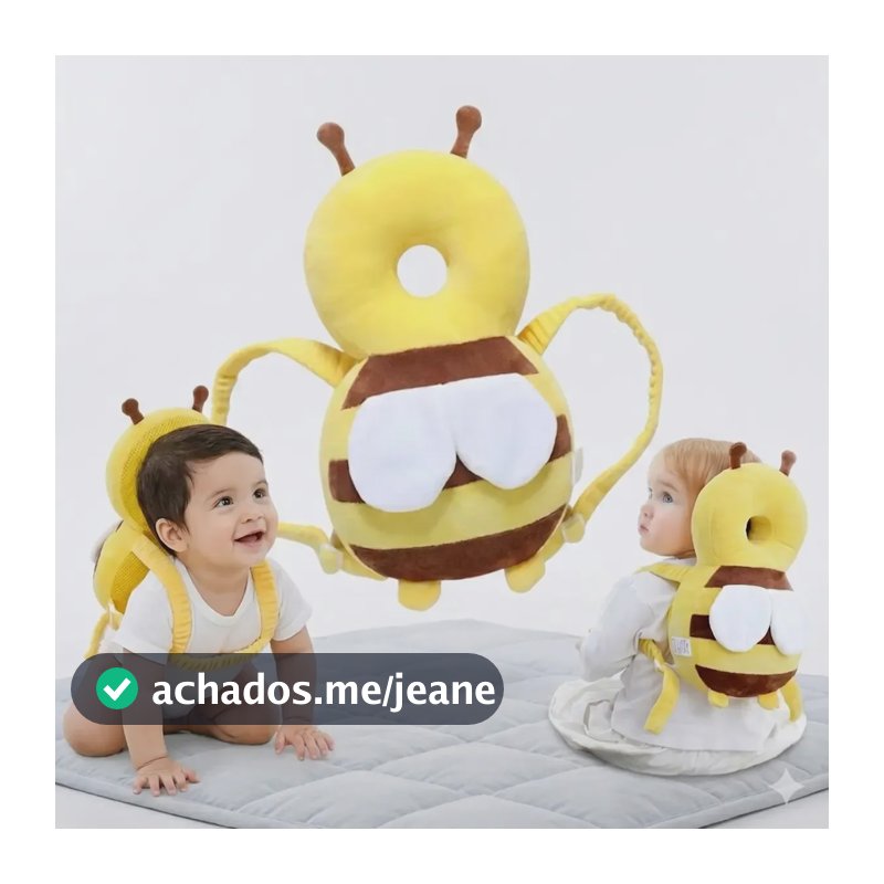 Protetor Capacete Cabeça Bebê Proteção Anticolisão Ajustável Amarelo Abelha