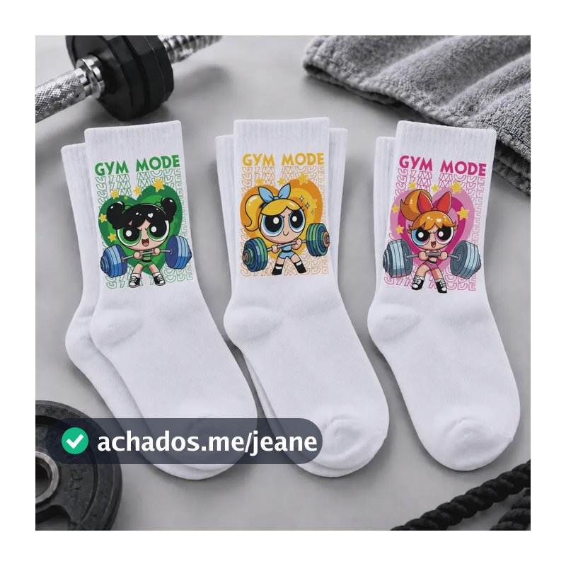 Kit 3 Pares Academia Treino Gym Mode Meninas Maromba Poderos Branco Un