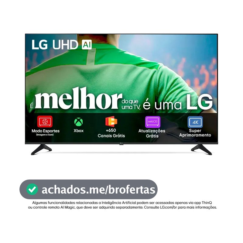 Smart TV LG UHD AI UA75 50 polegadas HDR10 Pro Processador α7 AI Ger8 webOS 25