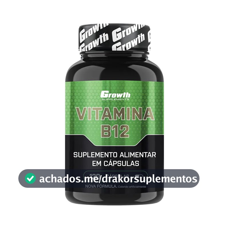 Vitamina B12 Growth Supplements Vitaminas Vit. B12 em cápsula Sem sabor x 100g de 120 un