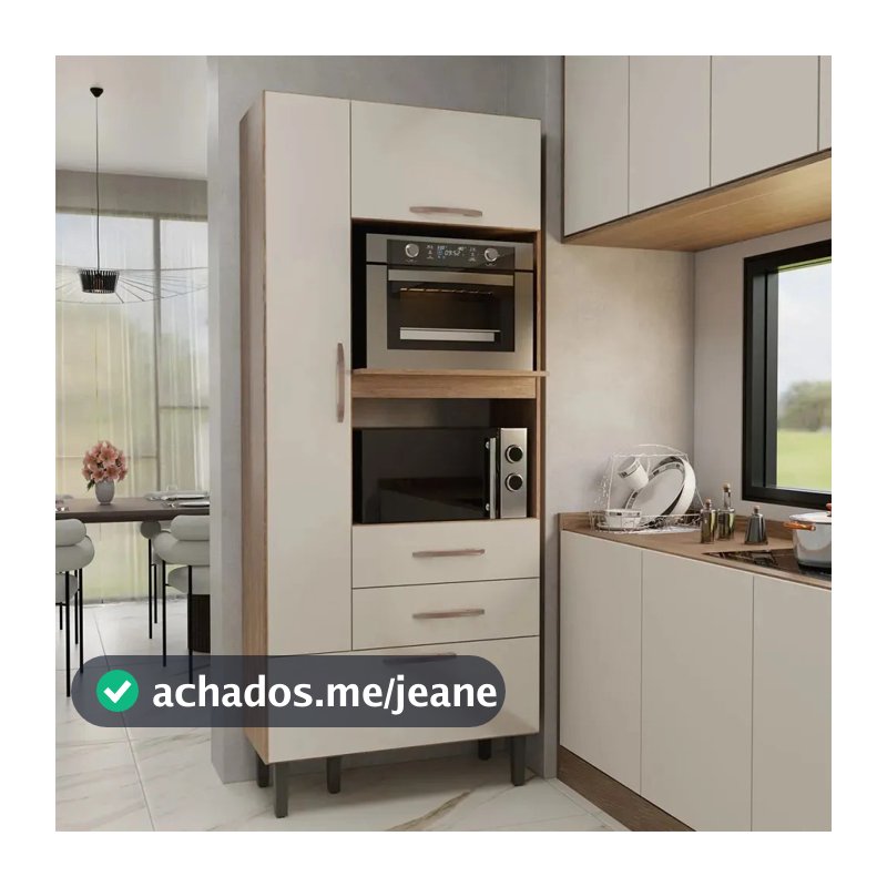 Torre Quente Gourmet 3 Portas 2 Gavetas Cinamomo/off White - Bege